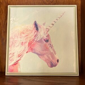Framed Unicorn Textured Canvas Wall Art, 17”